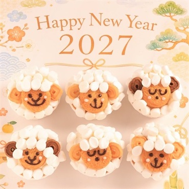 2027年干支「ひつじ」カップケーキ