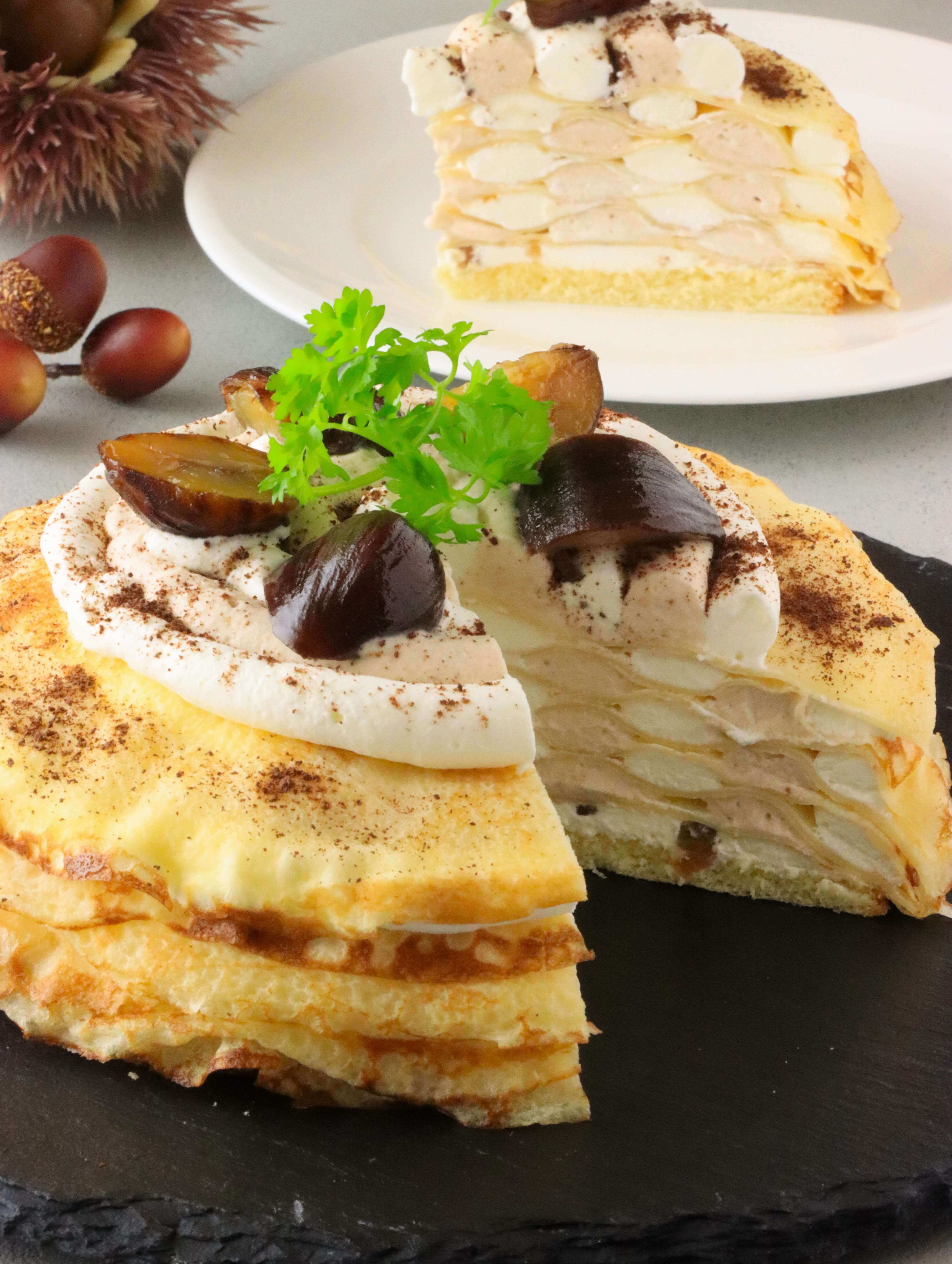 米粉生地で作る☆マロンのウェーブミルクレープの画像